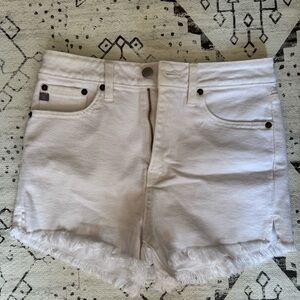 Pookie & Sebastian Classic White Frayed Hem Jean Shorts